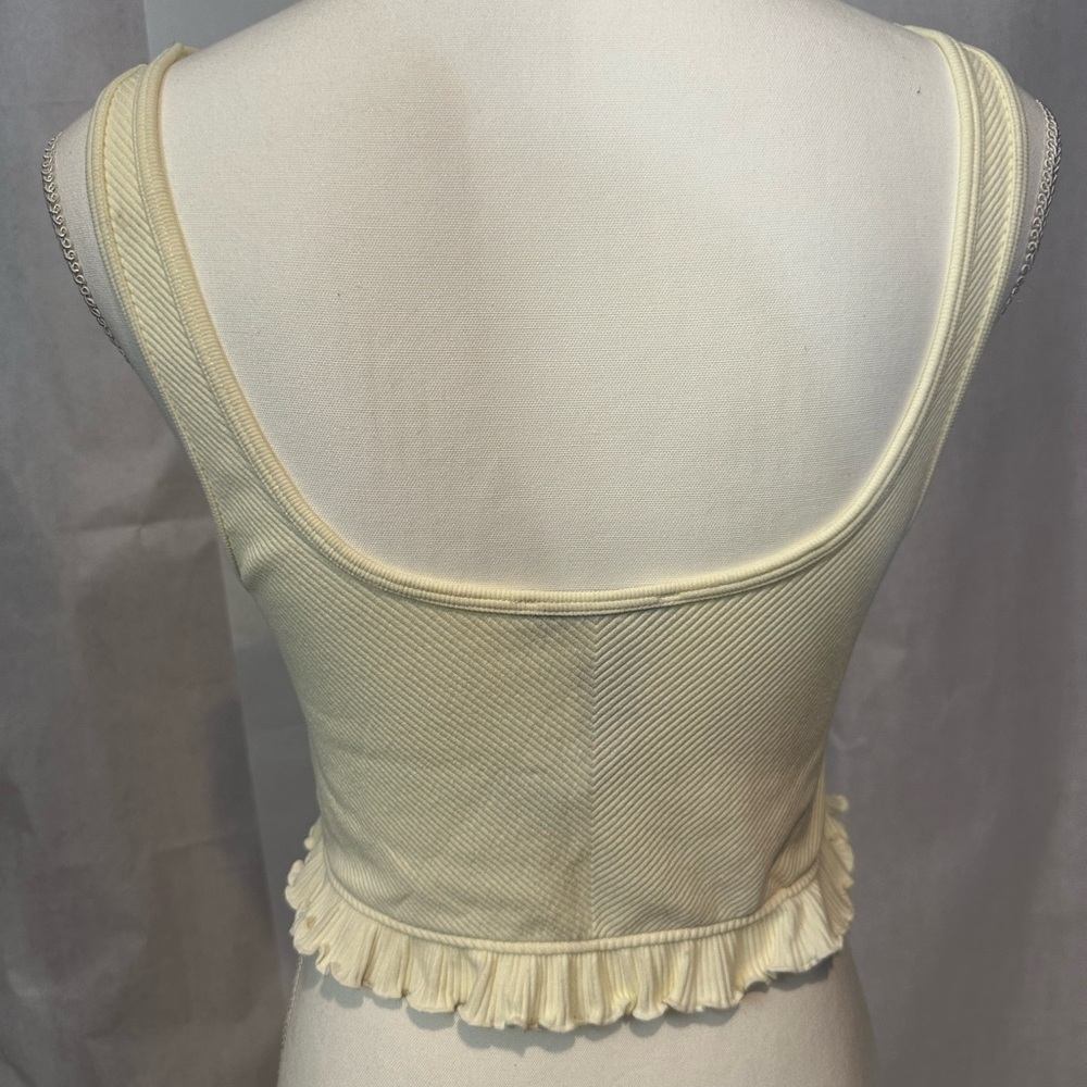 Zara Cream Ruffled Crop Top - Picture 2 of 5